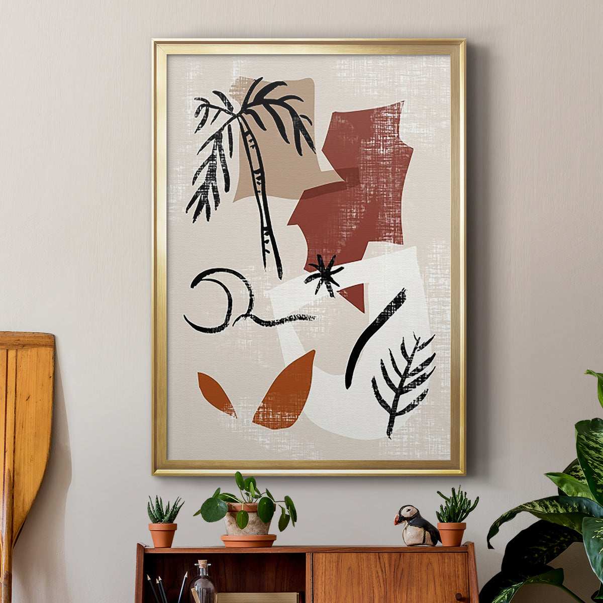 Soft Palms I - Modern Framed Canvas Print