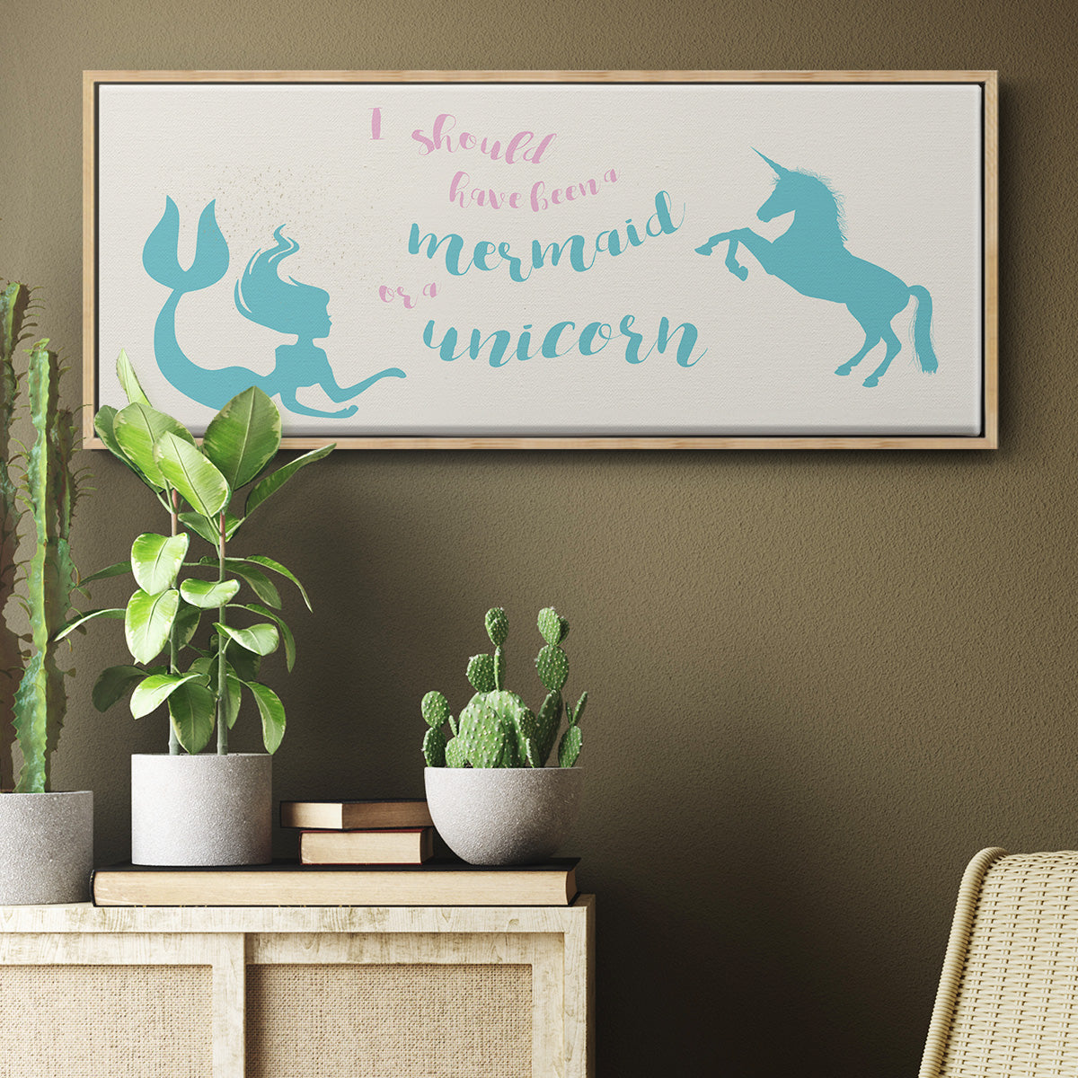 Mermaid Unicorn - Floater Framed Canvas Print