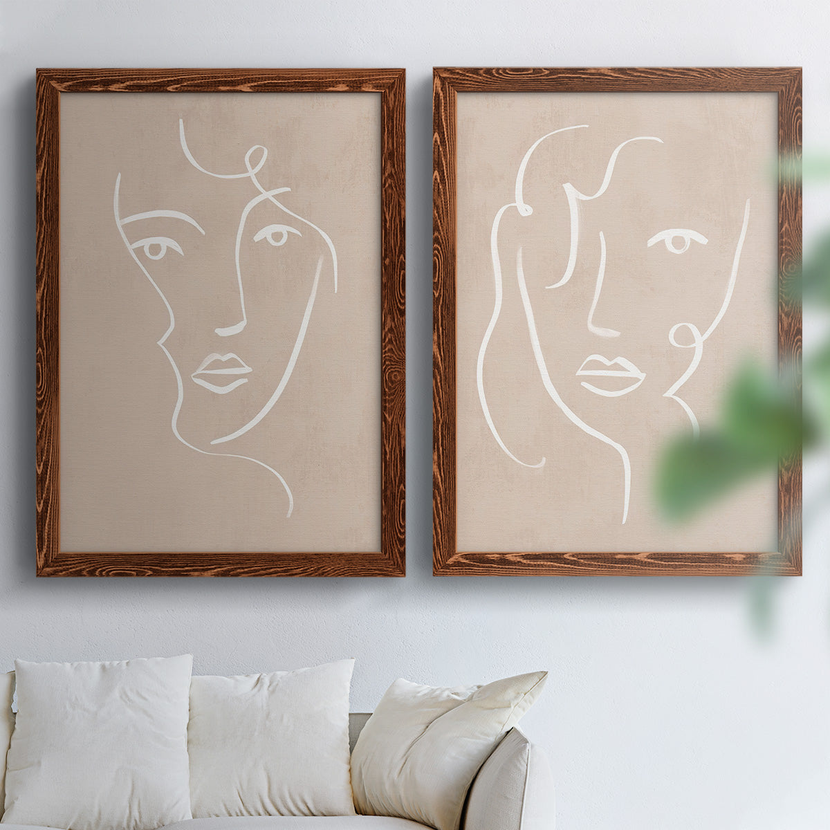 Curly Face I - Premium Framed Canvas 2 Piece Set - Ready to Hang