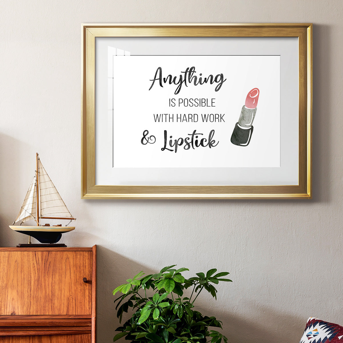 Hard Work and Lipstick - Modern Framed Art Print