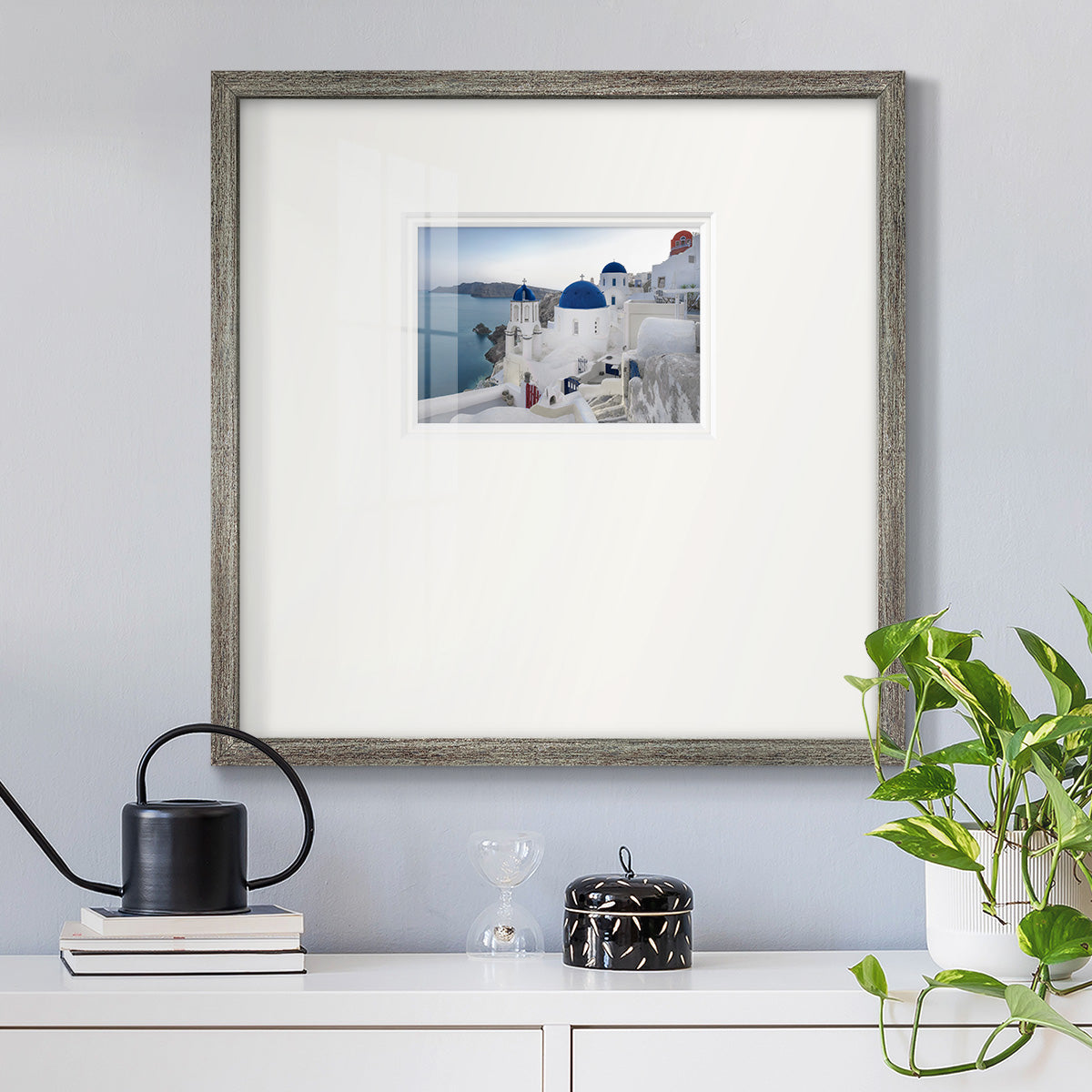 Santorini Sunrise Premium Framed Print Double Matboard