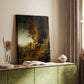 Canvas art print of a quiet religious composition with figures and soft contrast styled in a home decor setting.