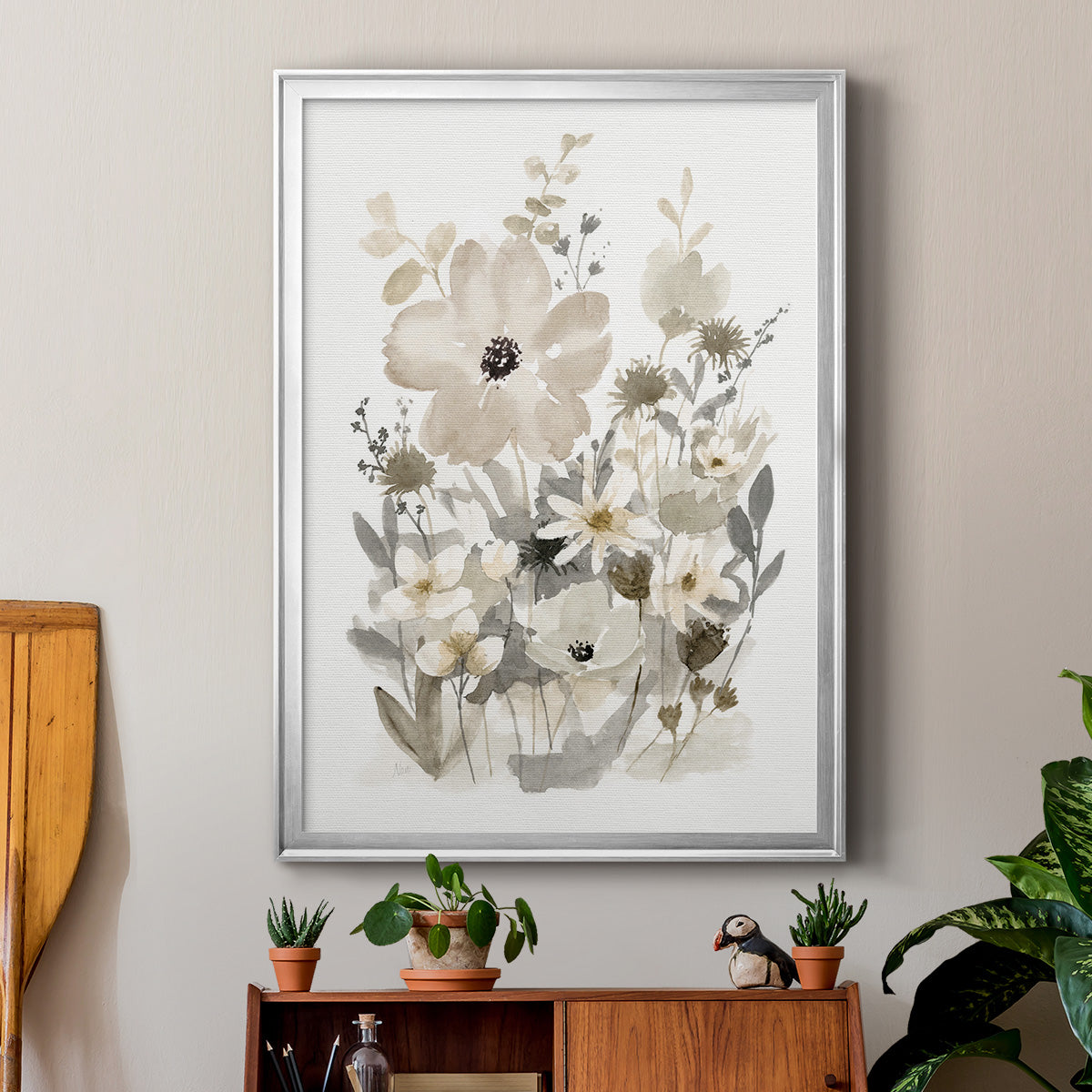 Neutral Nature I - Modern Framed Canvas Print