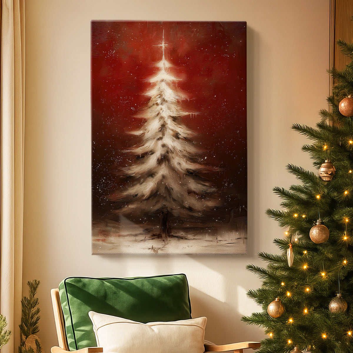 Cranberry Snow Green - Canvas Art Print