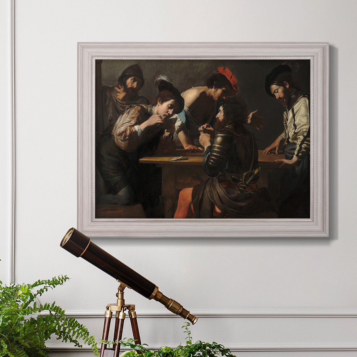 Soldiers Playing Cards and Dice (The Cheats) - Ornate Framed Canvas Print