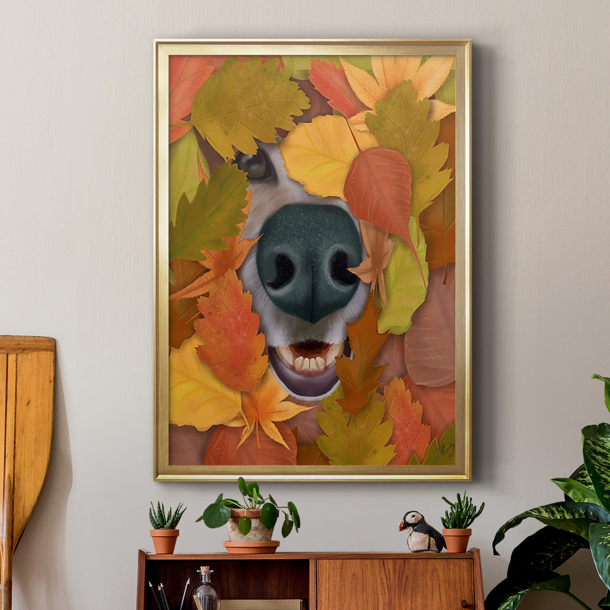 Sniffing Out Autumn - Modern Framed Canvas Print