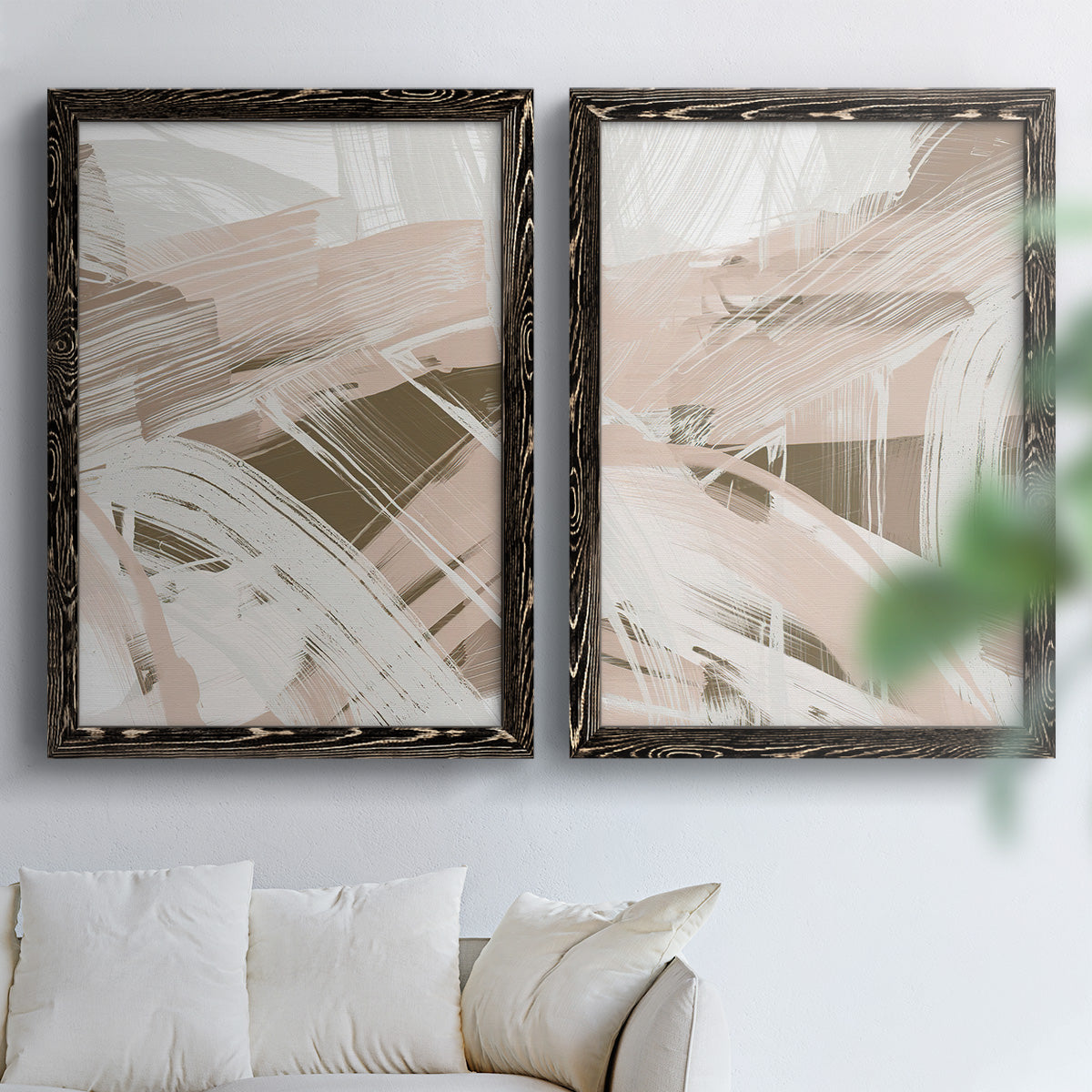 Earthtone Swipe I - Premium Framed Canvas 2 Piece Set - Ready to Hang