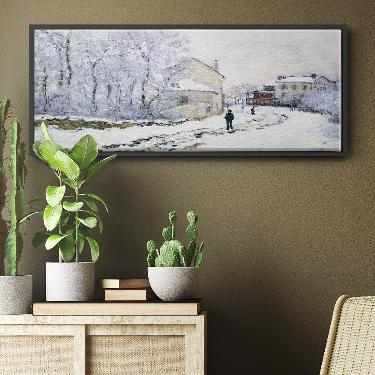 Snow in Argenteuil, 1875 - Floater Framed Canvas Print