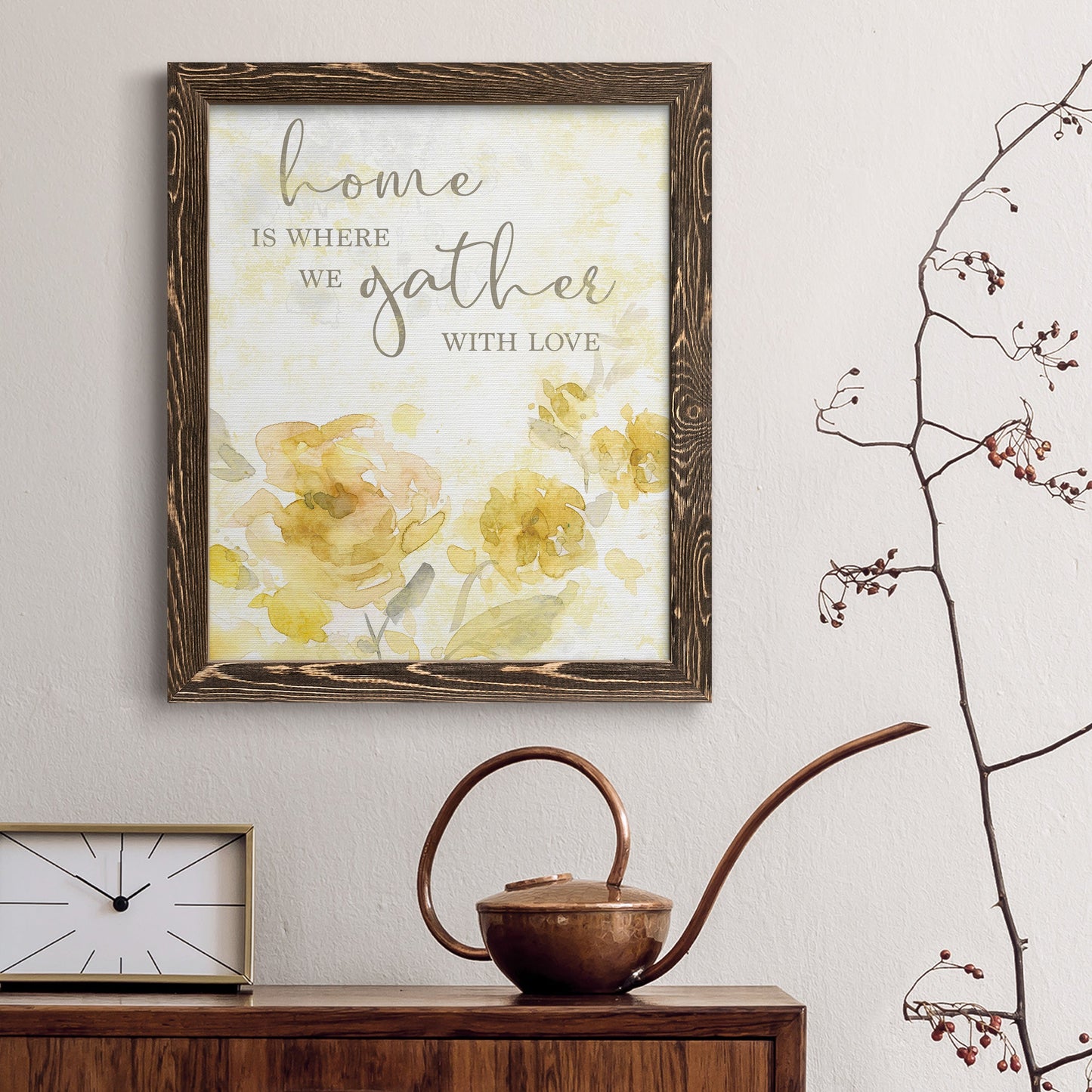 Gather with Love - Premium Canvas Framed in Barnwood - Ready to Hang