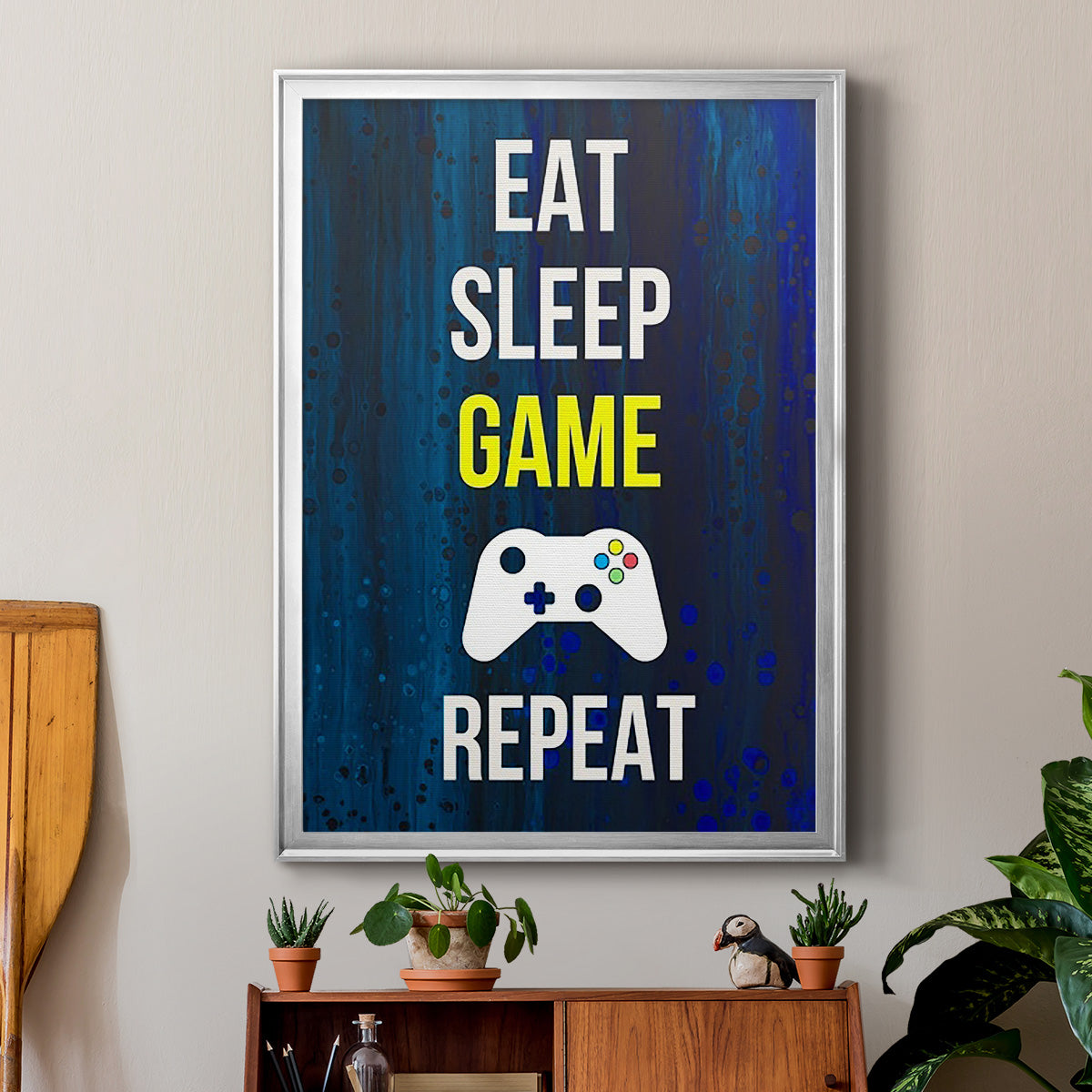 Gamer at Play V - Modern Framed Canvas Print