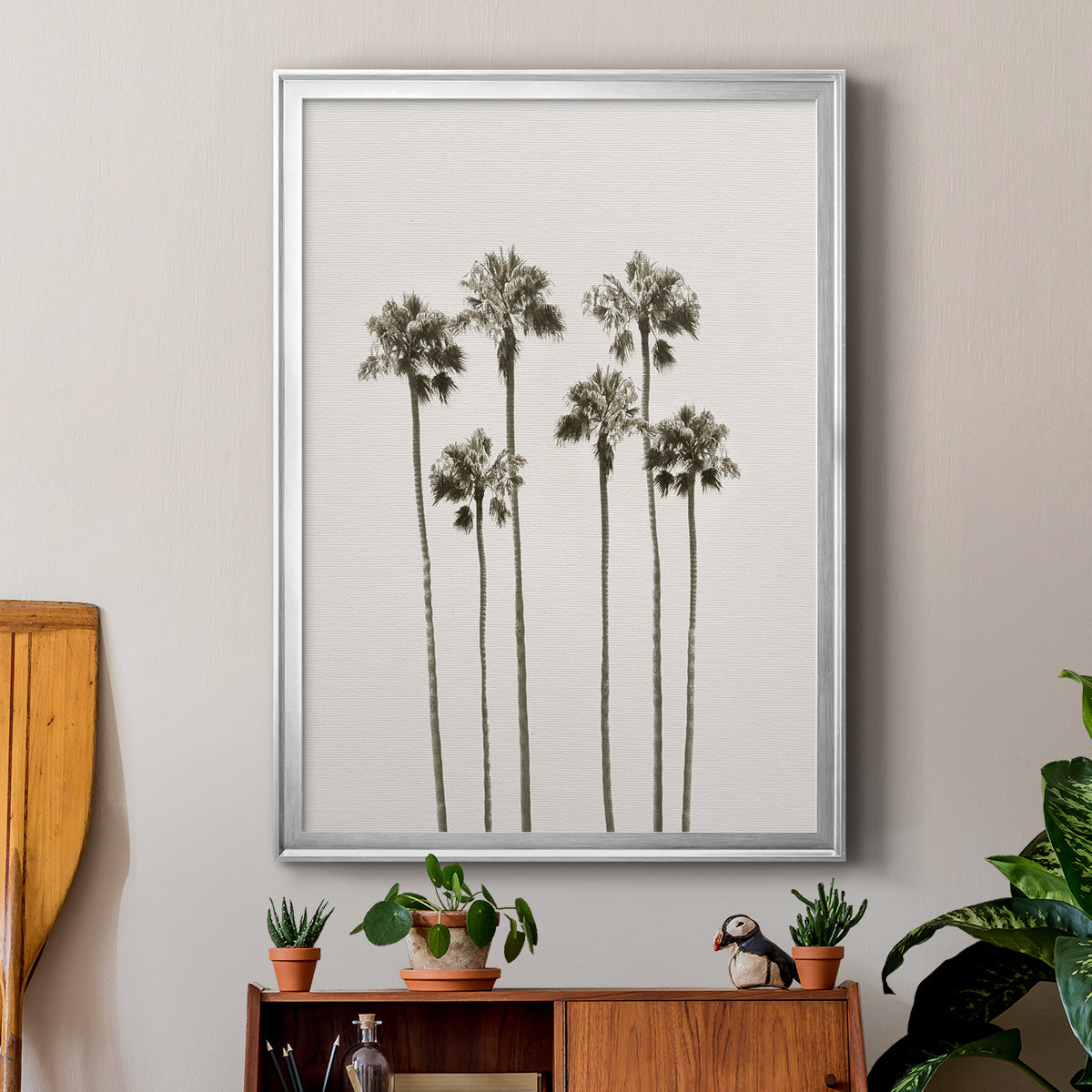 Palm Getaway - Modern Framed Canvas Print