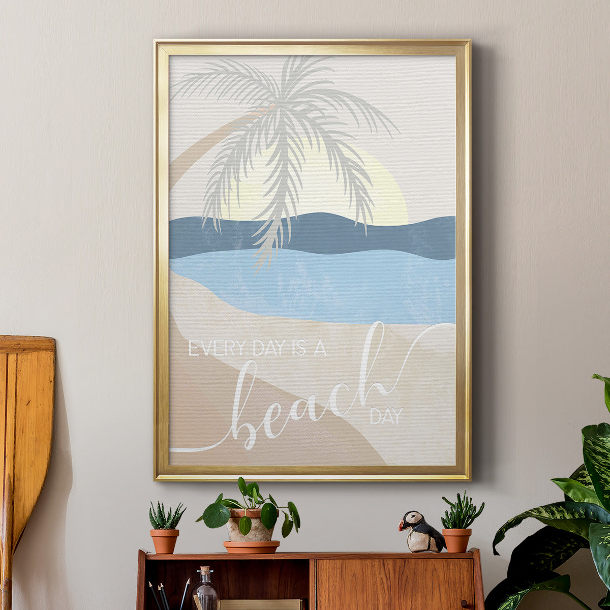 Beach Day - Modern Framed Canvas Print