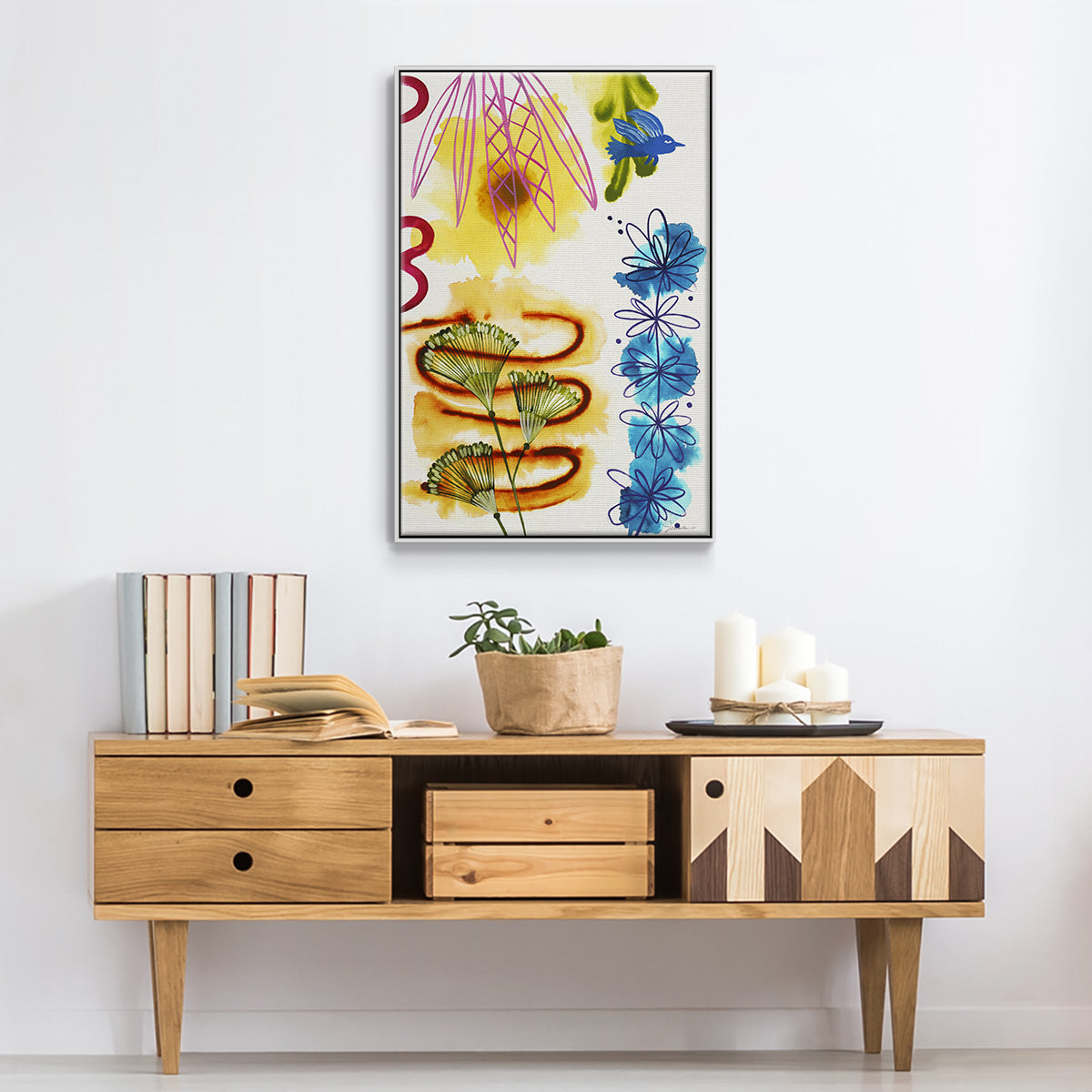 Flower Power II - Floater Framed Canvas Print
