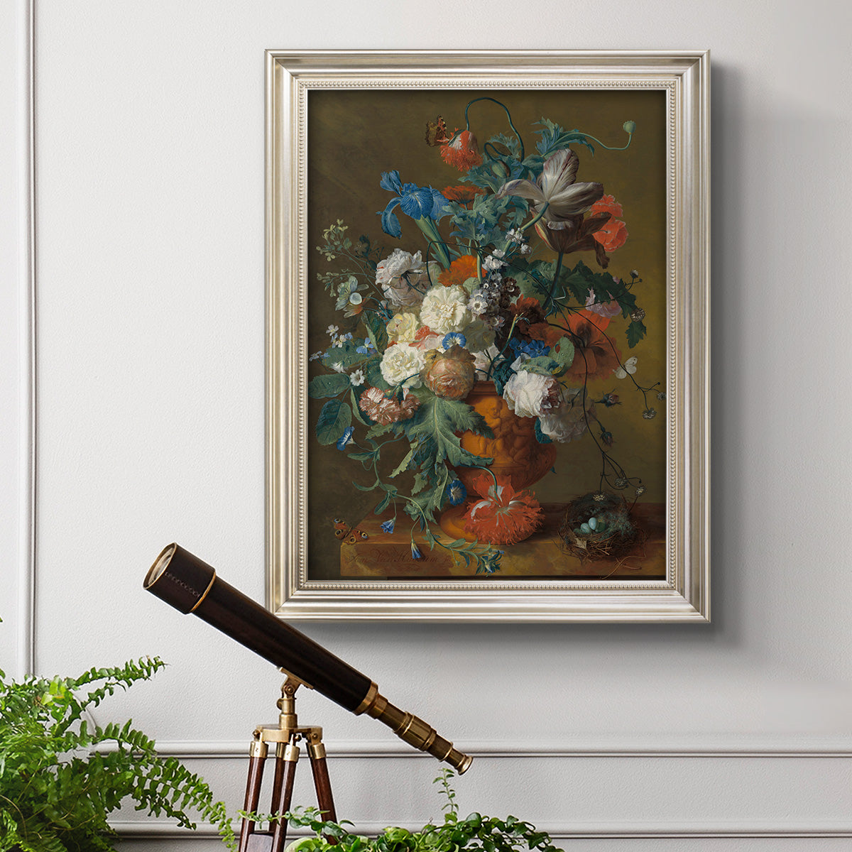 Flowers in an Urn - Ornate Framed Canvas Print