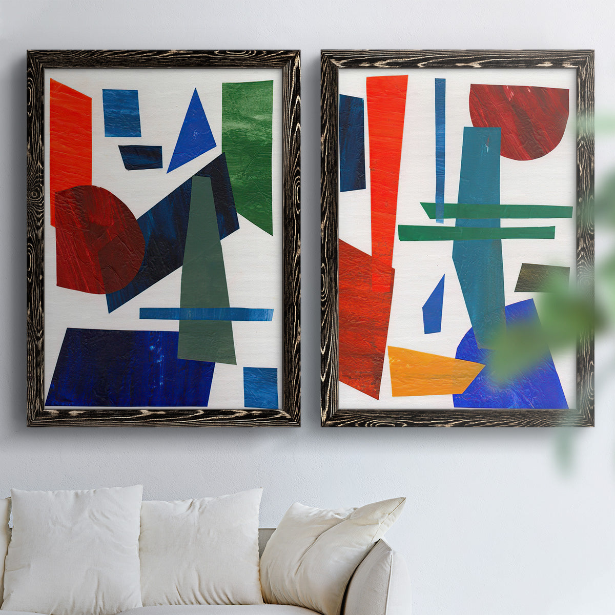 Colorful Shapes III - Premium Framed Canvas 2 Piece Set - Ready to Hang