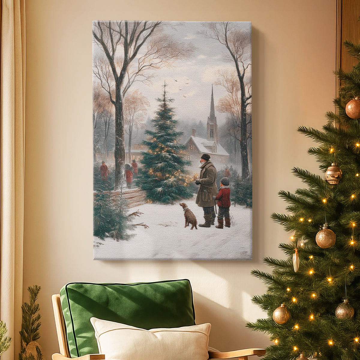 Eve of Soft Linen Evergreen - Canvas Art Print