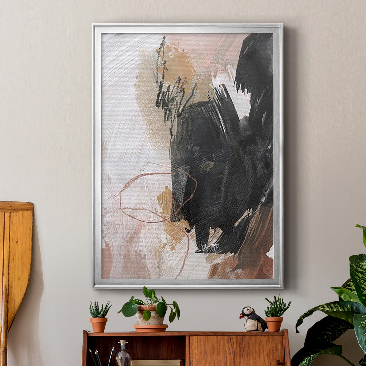 Unbleached Neutrals III - Modern Framed Canvas Print