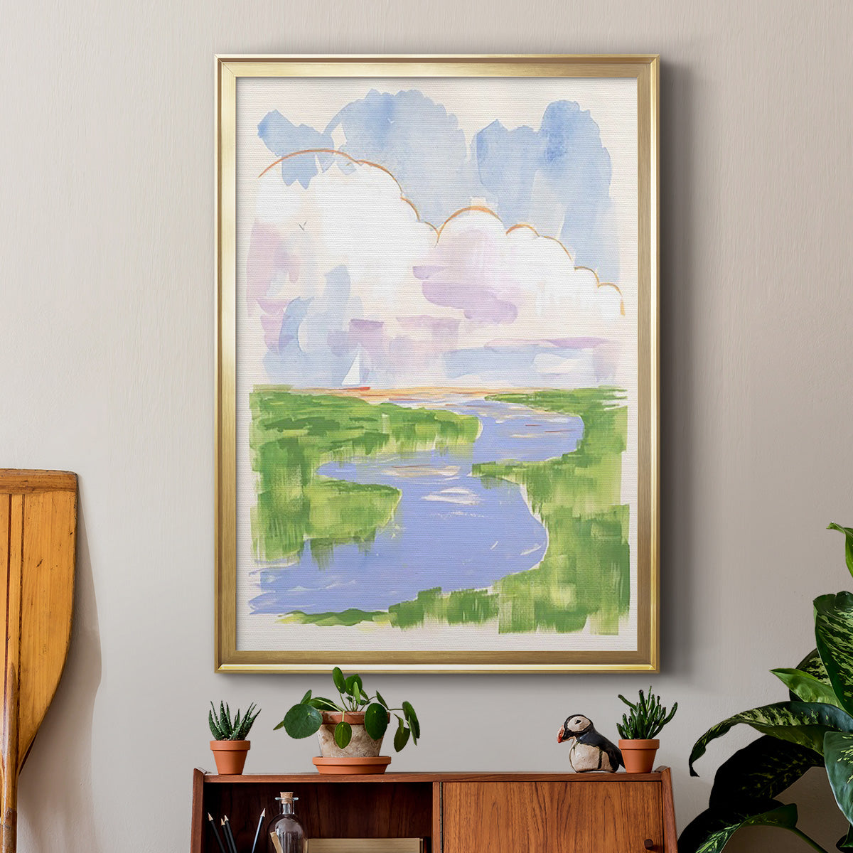 Low Country River Vista I - Modern Framed Canvas Print