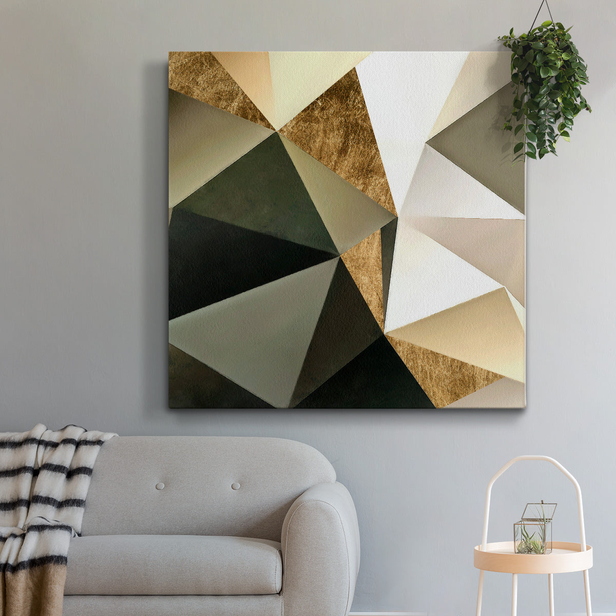 Gold Polygon Wall I - Canvas Art Print