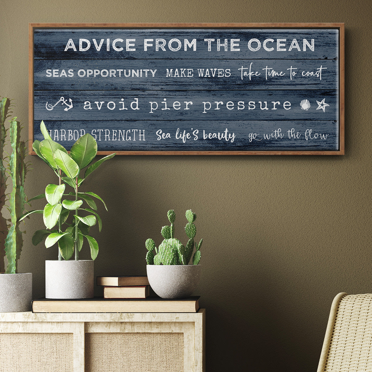 Navy Ocean - Floater Framed Canvas Print