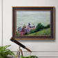 Impressionist coastal villas landscape by Gustave Caillebotte in an ornate bronzed mahogany wood frame displayed in a light-toned interior setting.
