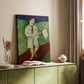 Canvas art print of a playful composition with a child and bold color tones styled in a home decor setting.