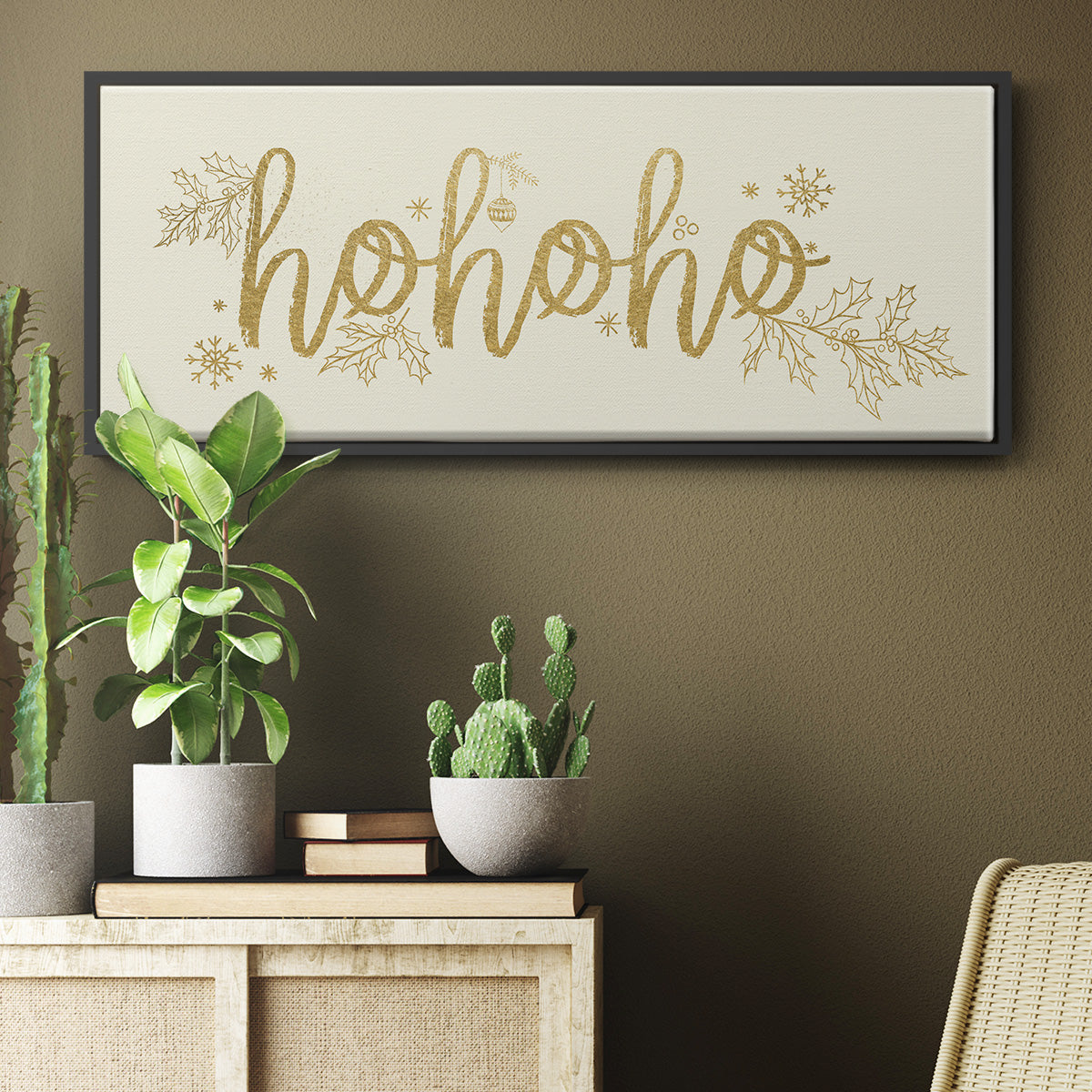 Golden HoHoHo - Floater Framed Canvas Print