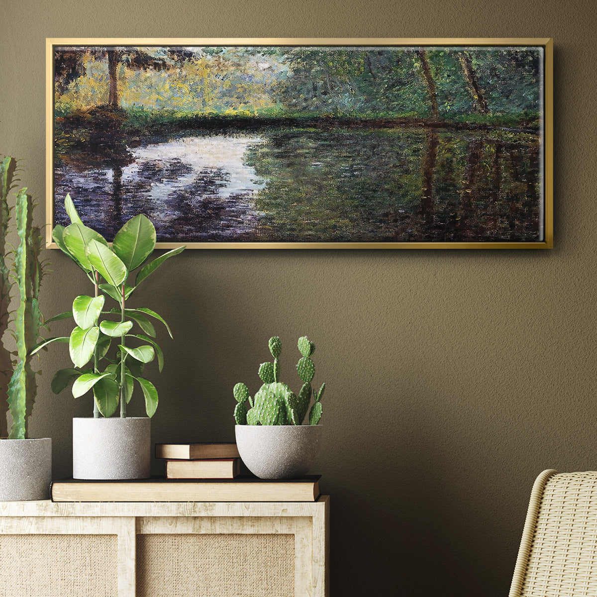 The Pond at Montgeron 2, 1876 - Floater Framed Canvas Print