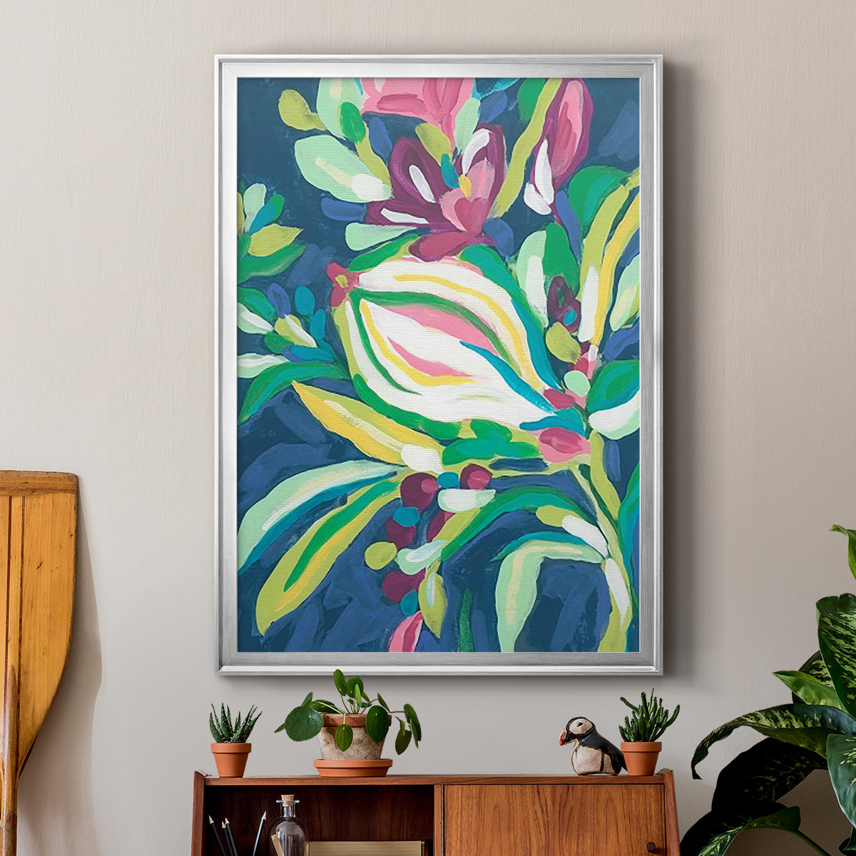 Blue Tropics II - Modern Framed Canvas Print