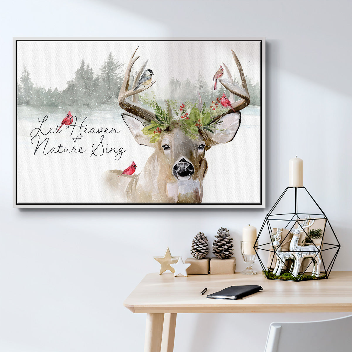 Holiday Deer Collection A - Floater Framed Canvas Print