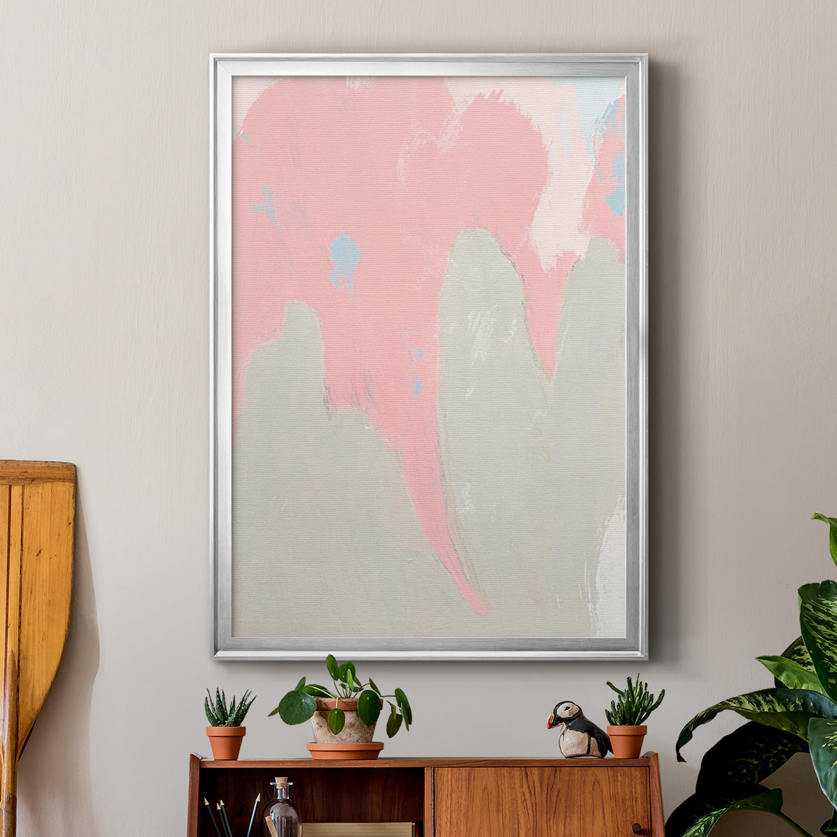 Blushing Abstract IV - Modern Framed Canvas Print