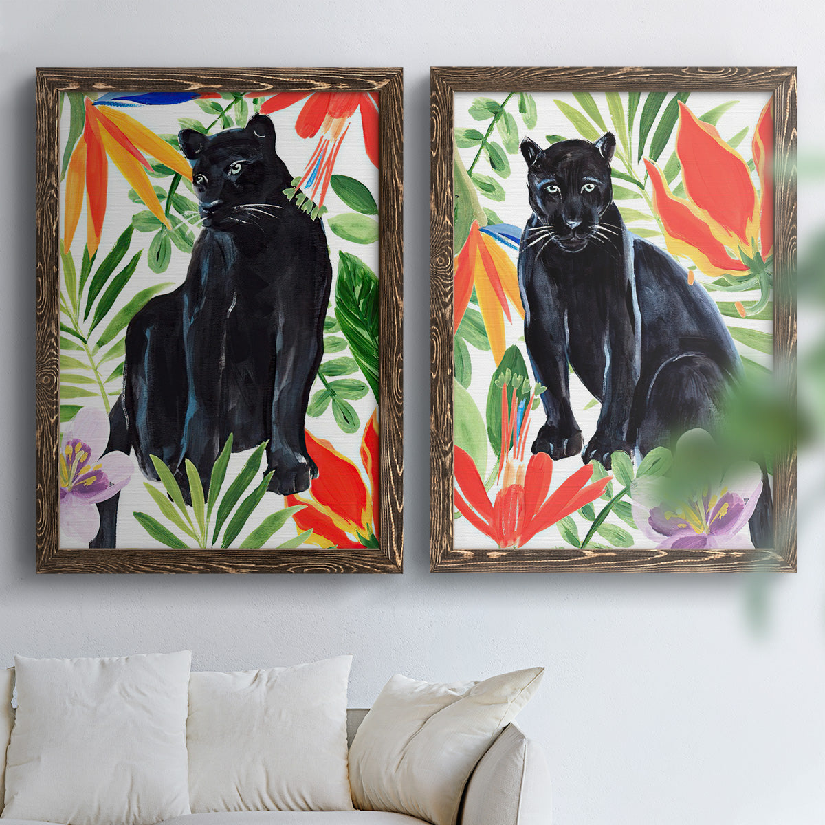 Panther's Paradise I - Premium Framed Canvas 2 Piece Set - Ready to Hang