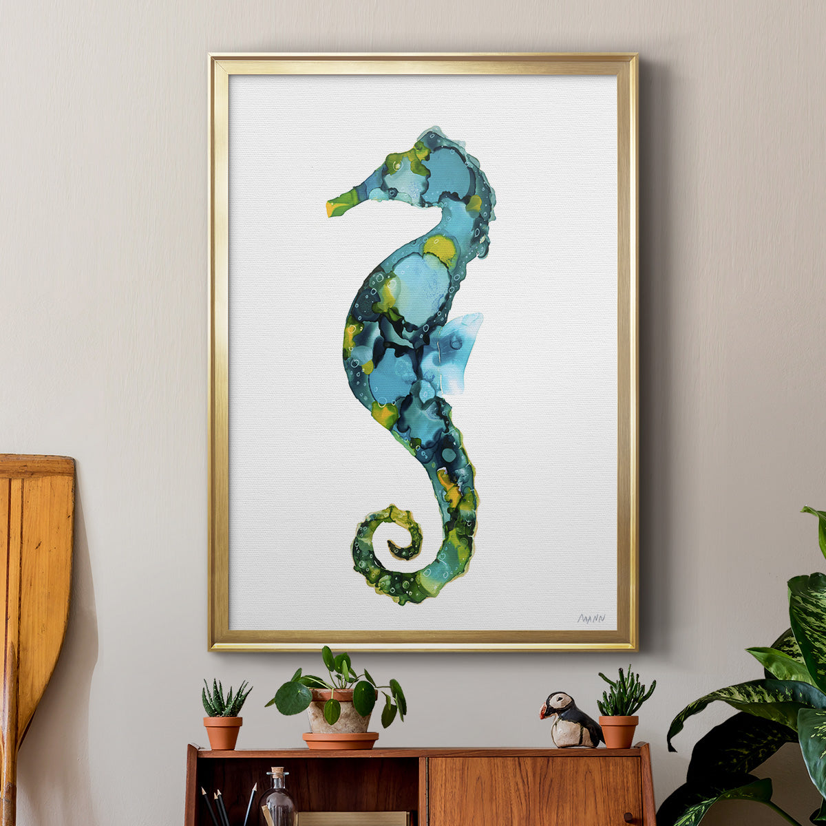 Seahorse - Modern Framed Canvas Print