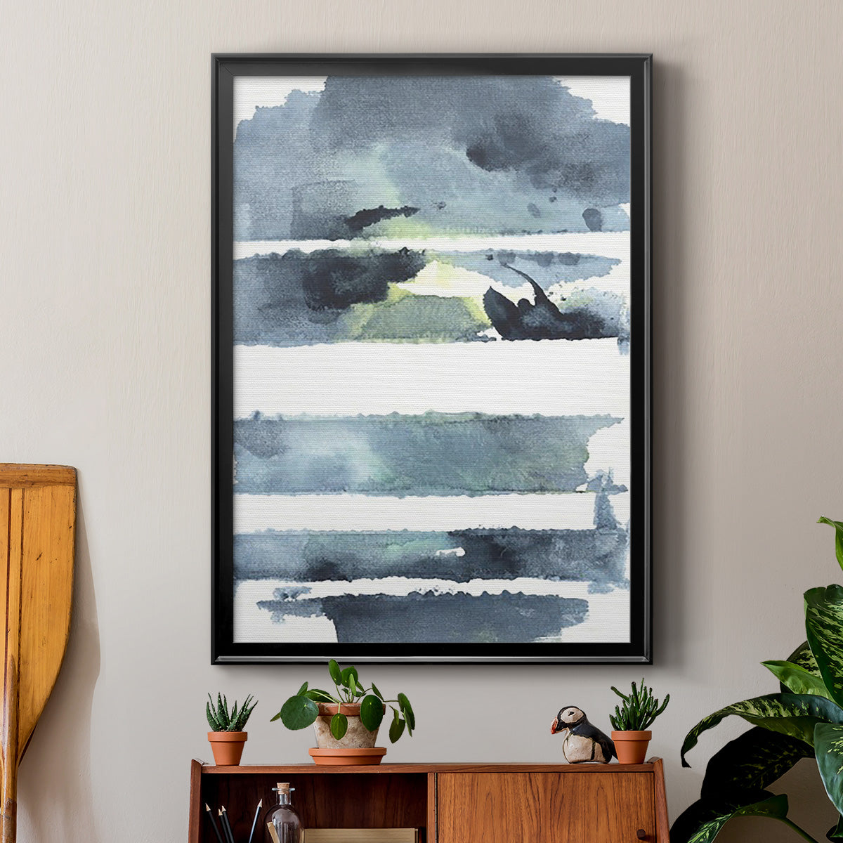 Blue Memories I - Modern Framed Canvas Print