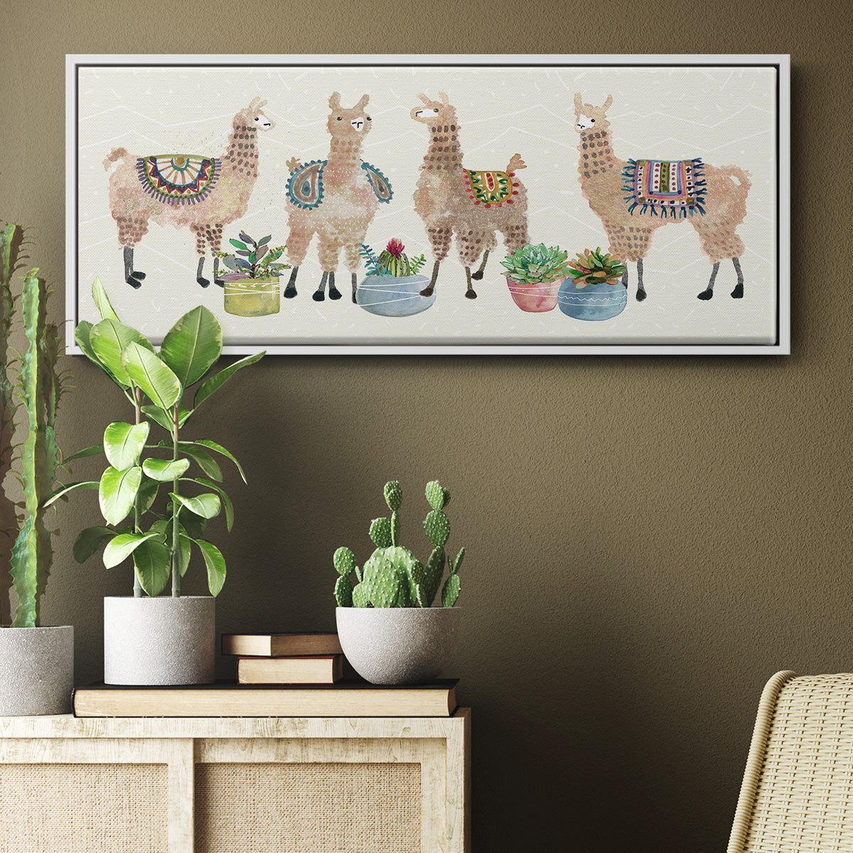 Llama Party - Floater Framed Canvas Print