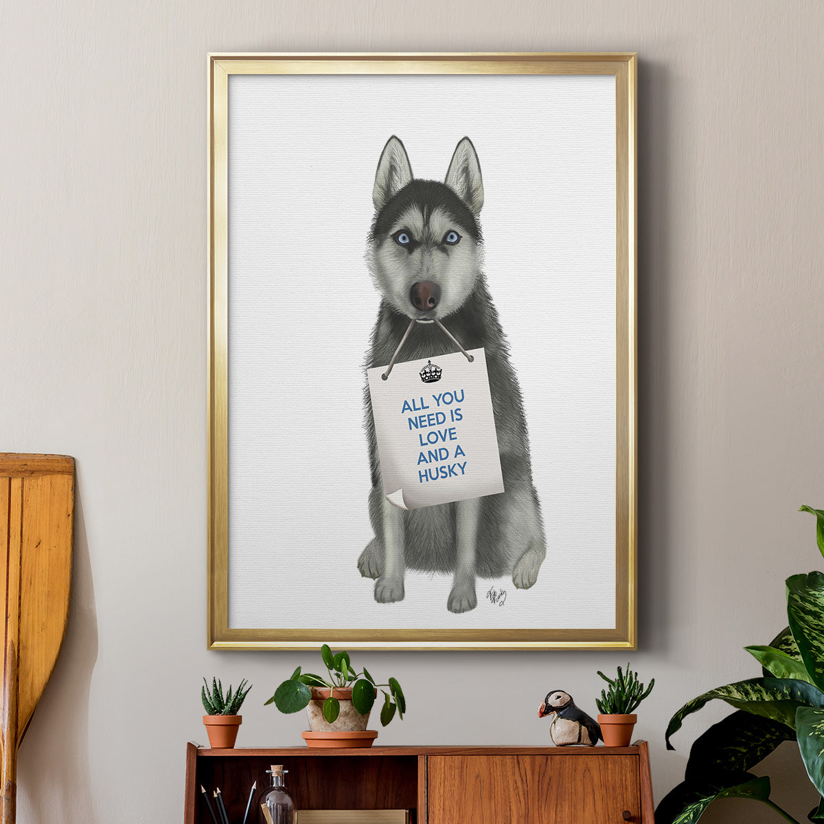 Love and Husky - Modern Framed Canvas Print