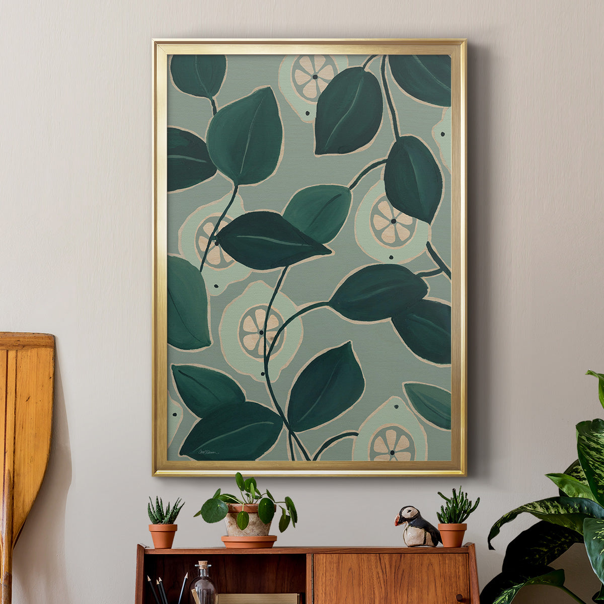 Monochrome Limes - Modern Framed Canvas Print