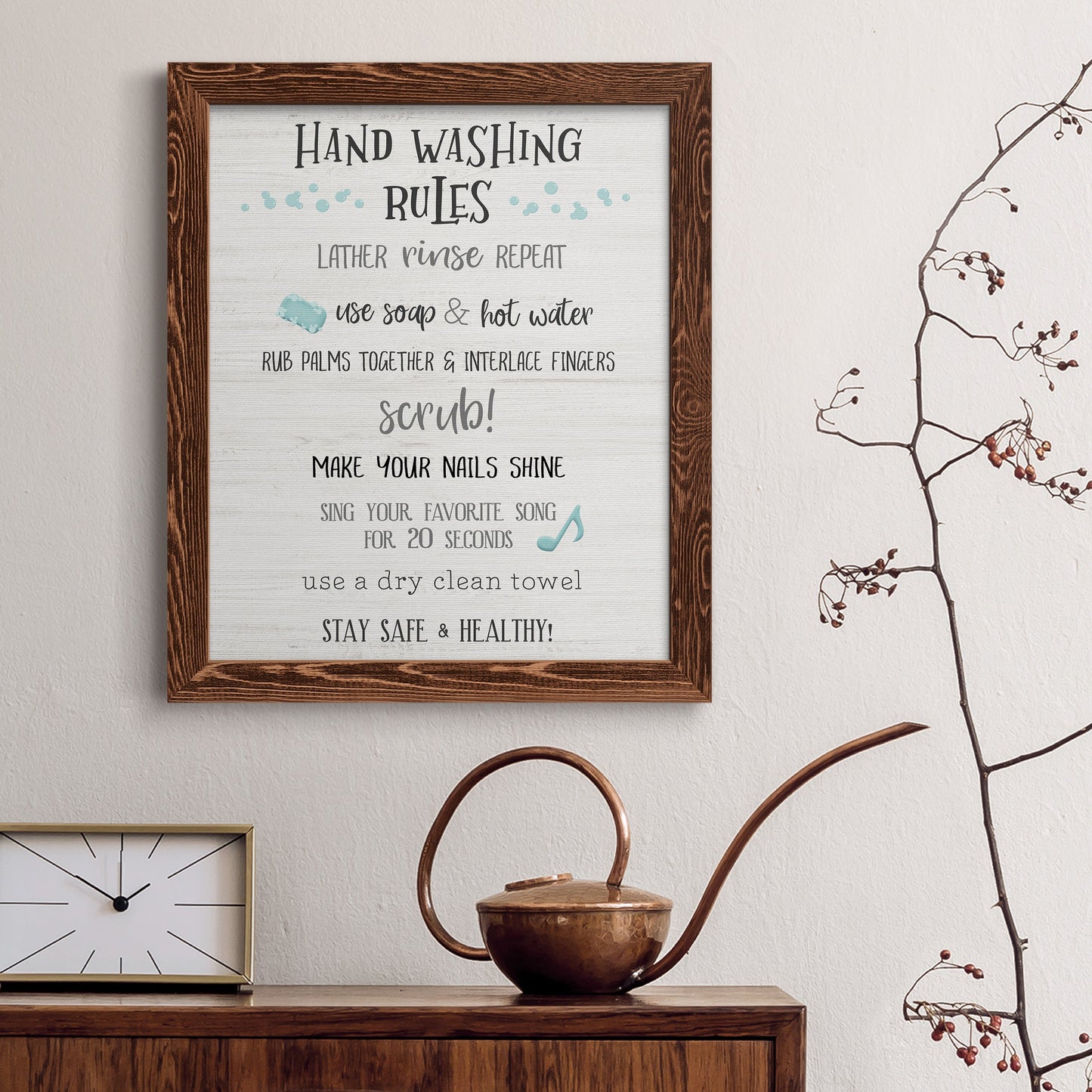 Stay Safe Rules - Premium Canvas Framed in Barnwood - Ready to Hang