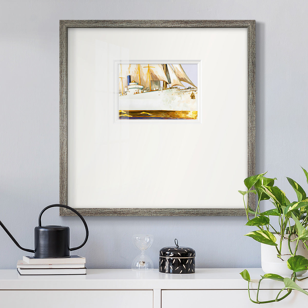 Golden Steam Ship II Premium Framed Print Double Matboard