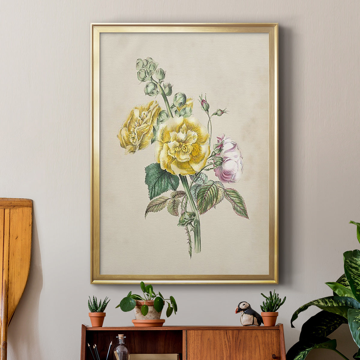 Antique Garden Bouquet II - Modern Framed Canvas Print