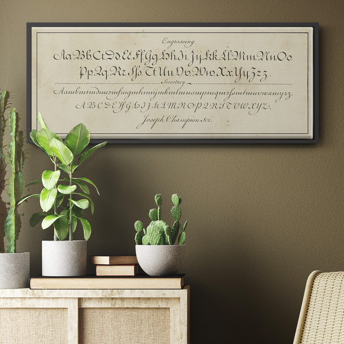 Manuscript Sampler V - Floater Framed Canvas Print