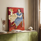 Canvas art print of a vivid composition with strong color contrast and simple form styled in a home decor setting.