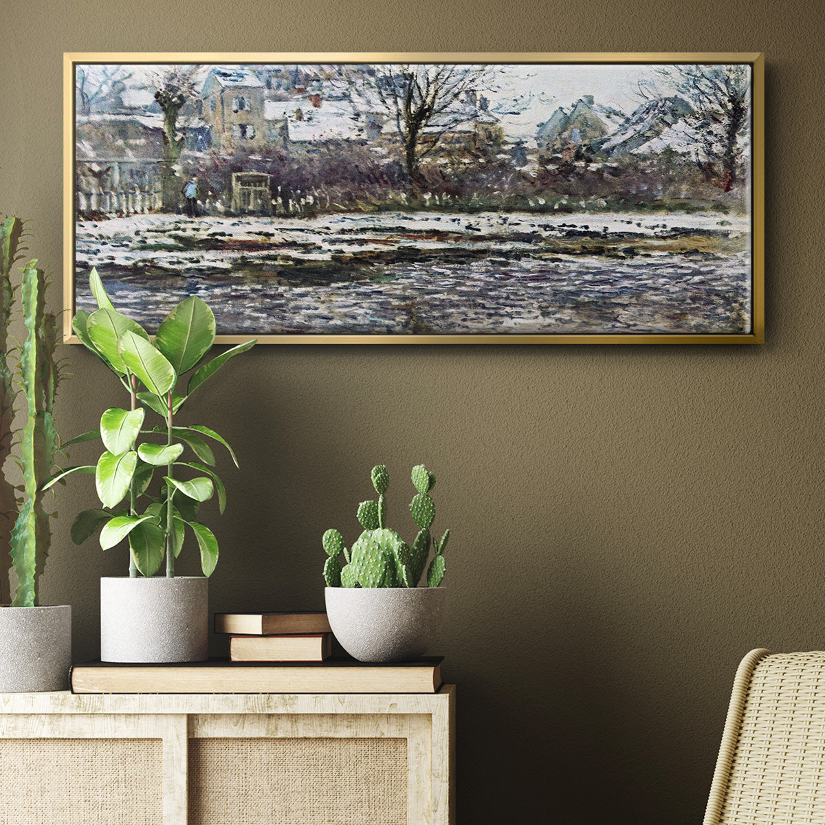 Snow in Vétheuil - Floater Framed Canvas Print