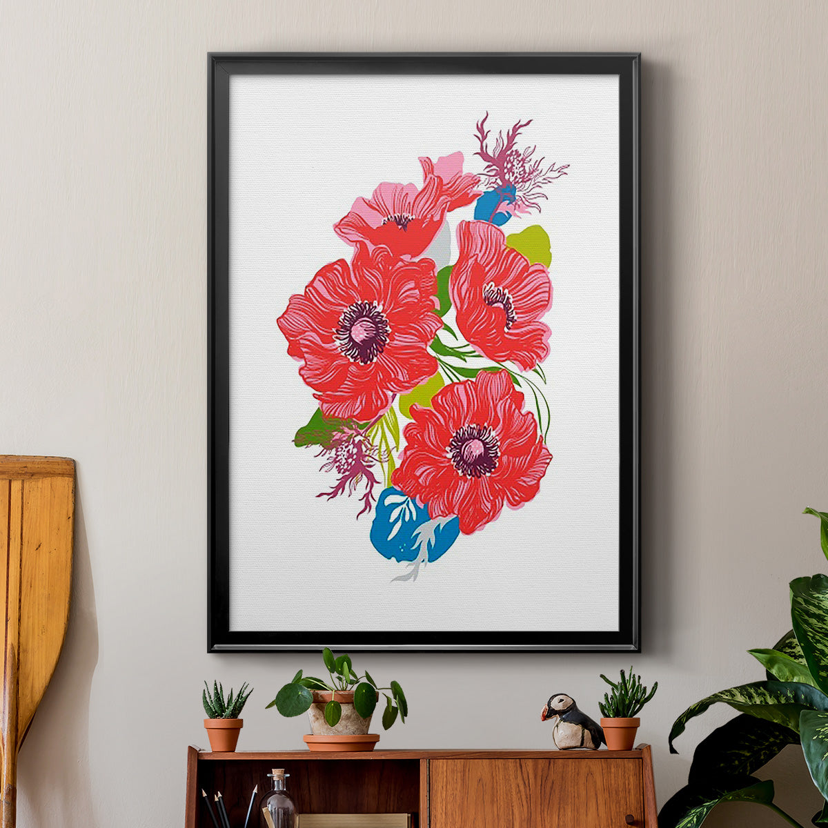 Brilliant Poppies I - Modern Framed Canvas Print