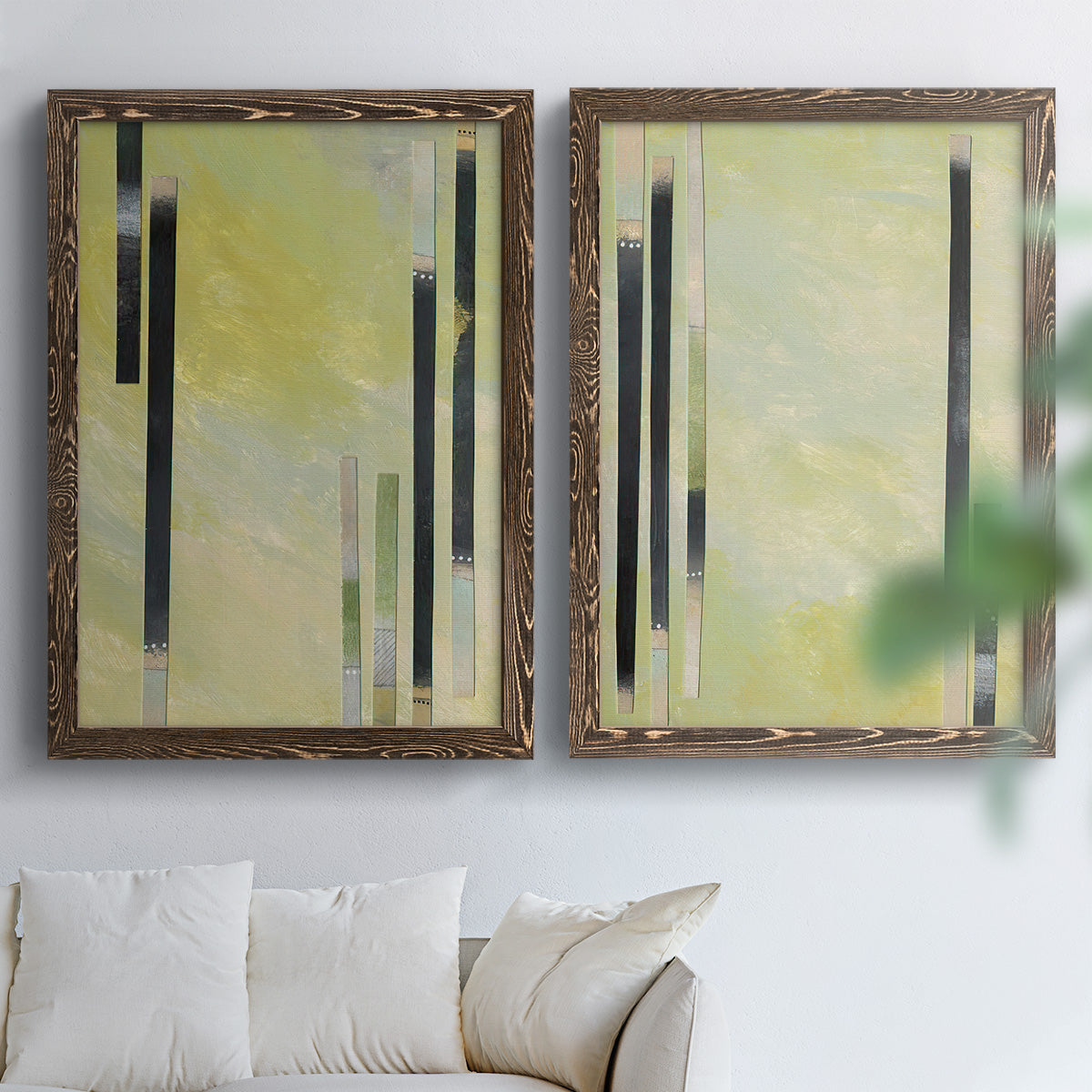 Neutral Assemblage I - Premium Framed Canvas 2 Piece Set - Ready to Hang