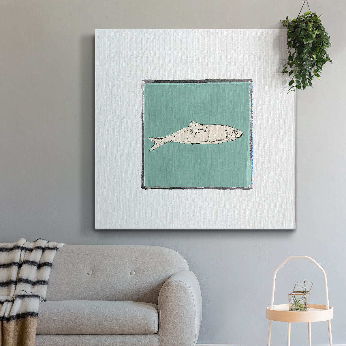 Block Print Fish II-Premium Gallery Wrapped Canvas - Ready to Hang