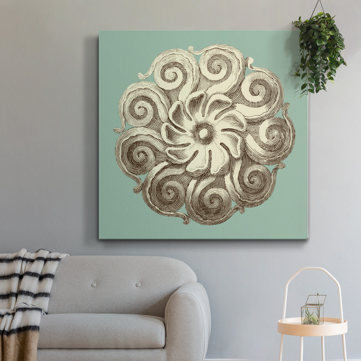 CKd Celadon&Mocha Rosette I (NC) - Canvas Art Print