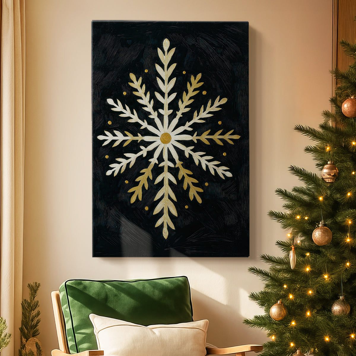 Soft Linen Midwinter Village - Canvas Art Print