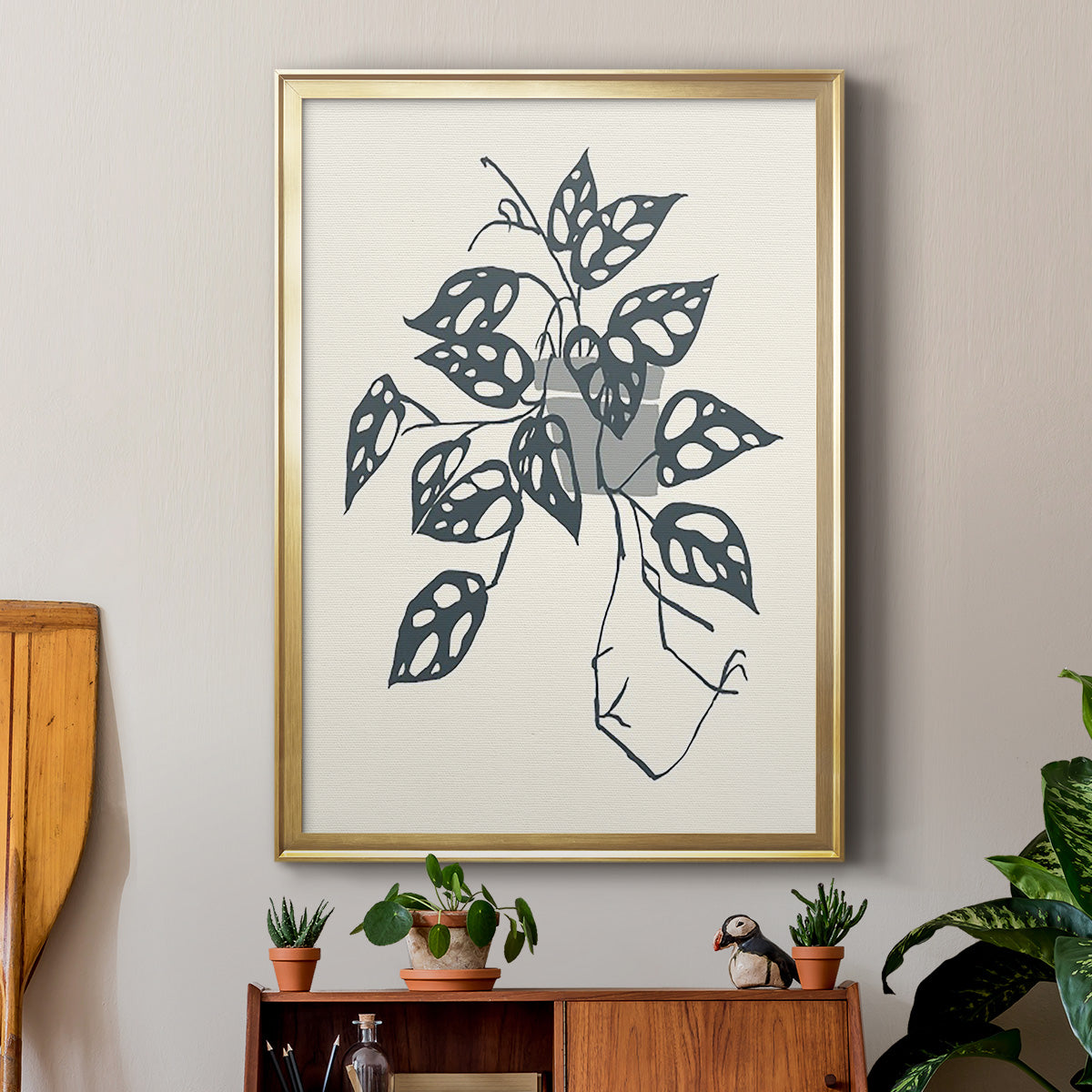 Growing Leaves III - Modern Framed Canvas Print