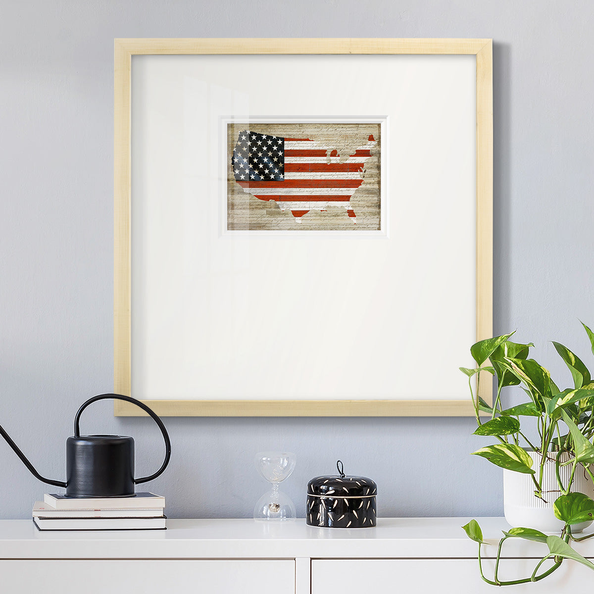 American Flag Premium Framed Print Double Matboard